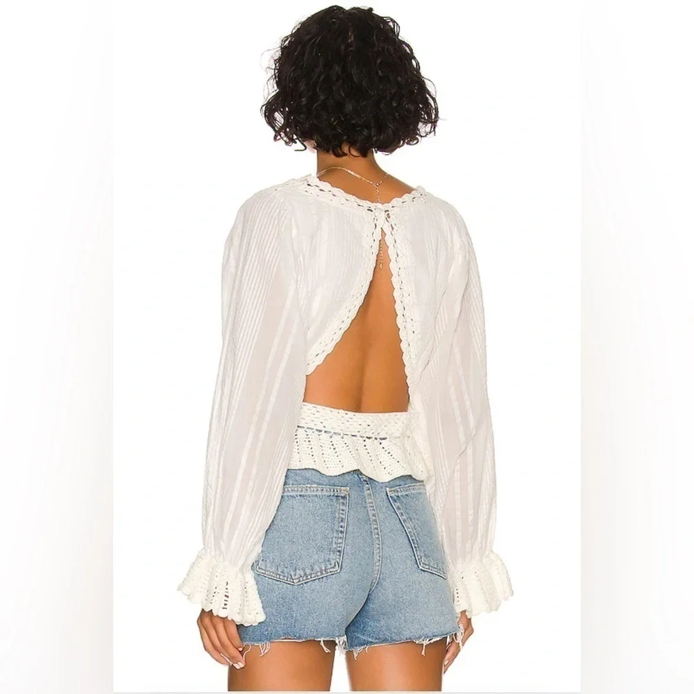 Free People Crochet Knot Festival Boho Top in Ivory